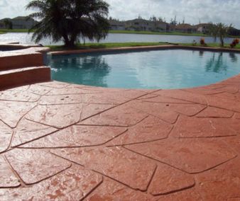 Painted concrete floor around a pool