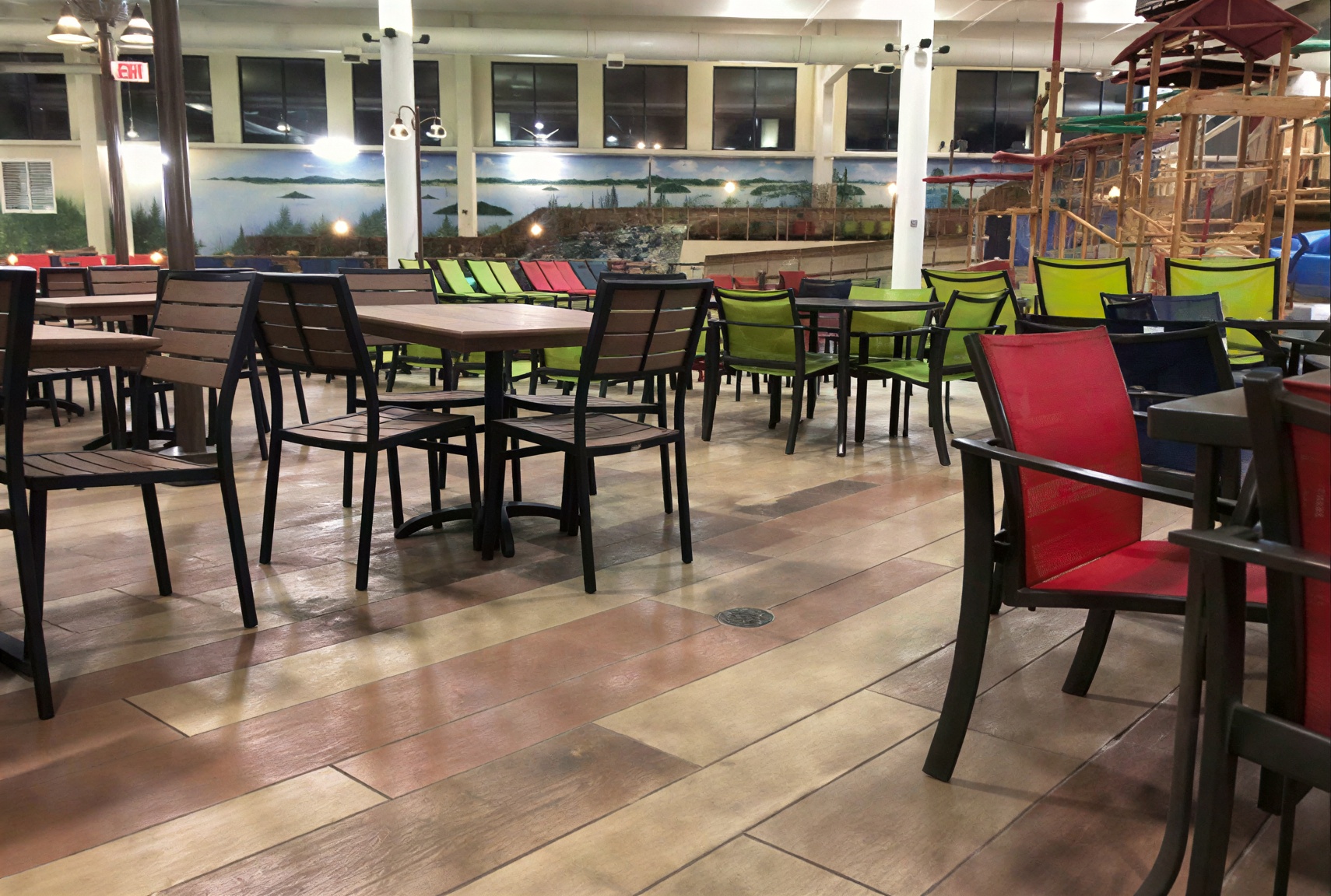 Stained Tuscan overlay restaurant flooring in Austin, Tx
