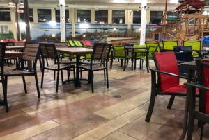 Stained Tuscan overlay restaurant flooring in Austin, Tx