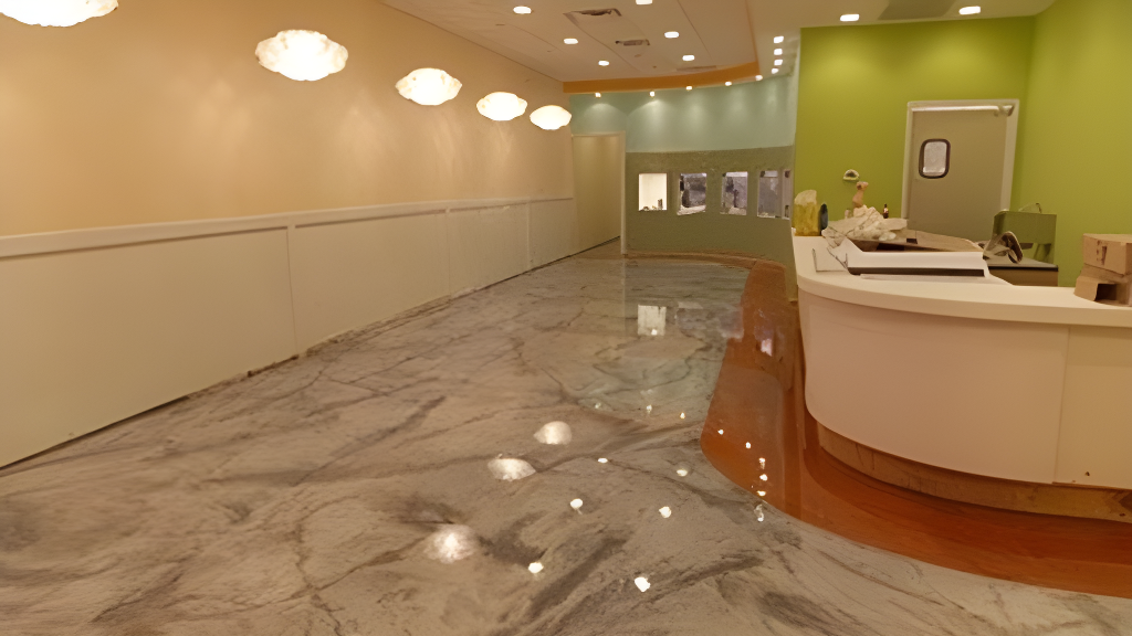 epoxy flooring in the office lobby in Austin, TX