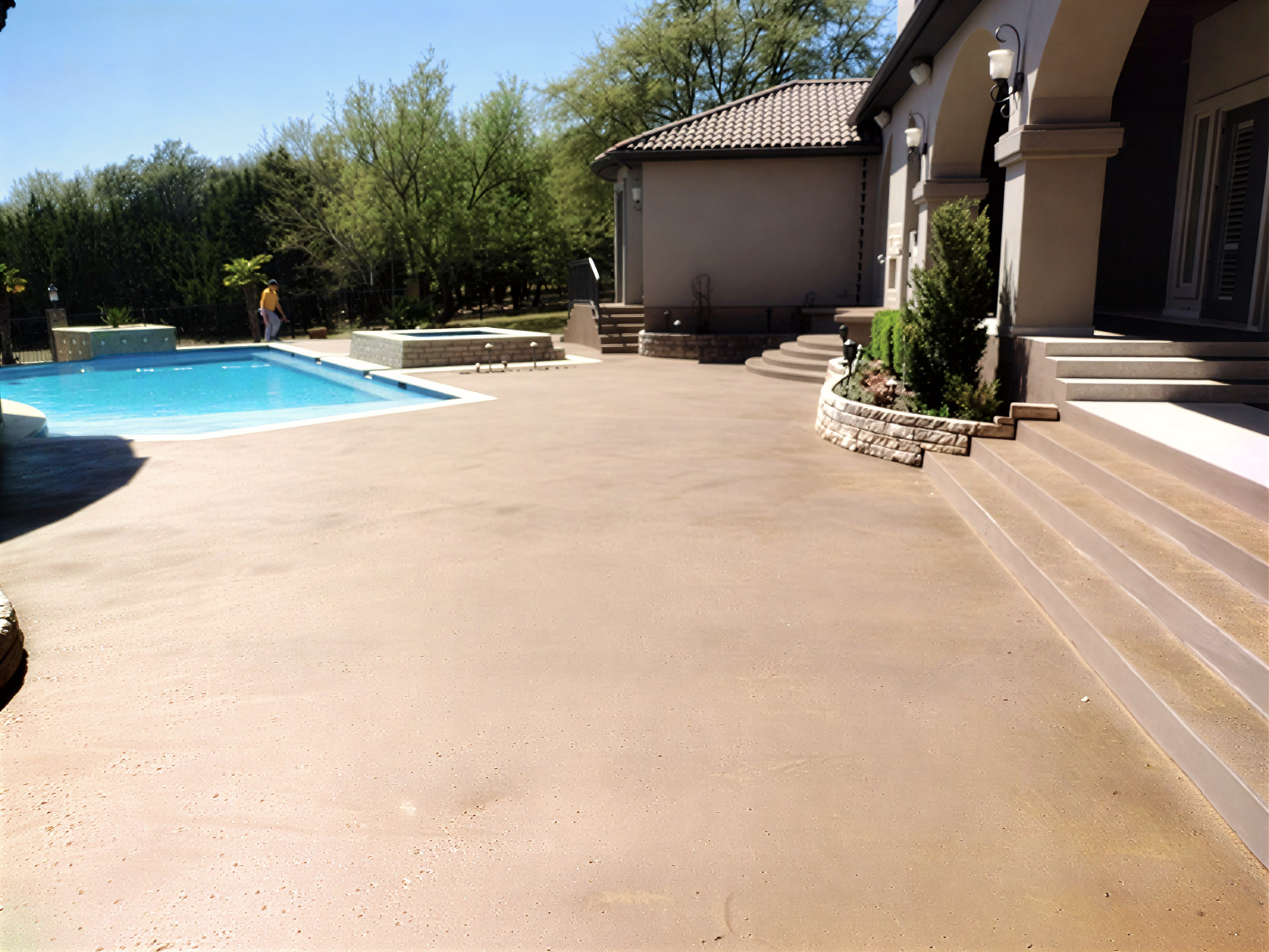 water-based stained concrete pool deck in Austin, TX