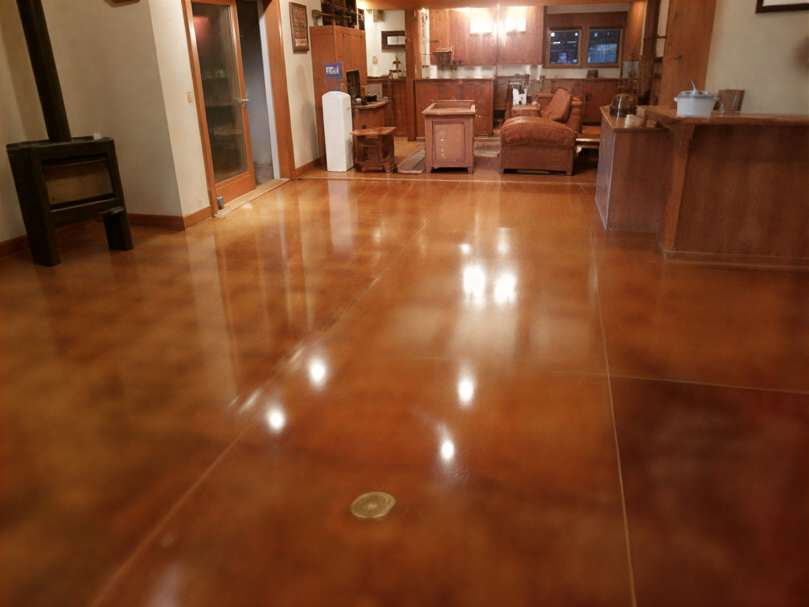 acid-stained concrete interior residential flooring in Austin, TX