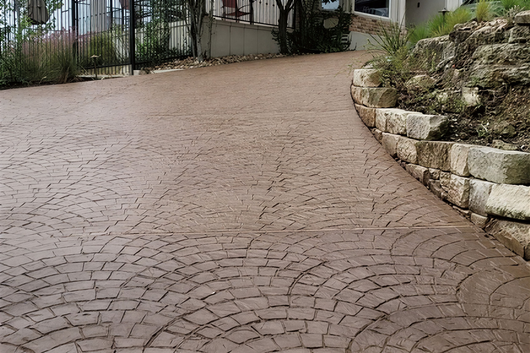 concrete driveway stamped overlay in Austin, TX