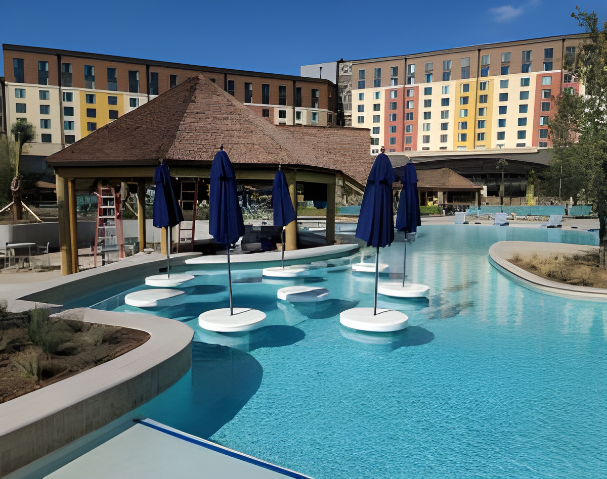 Kalahari Resort with acrylic finish coating pool deck in Austin, TX