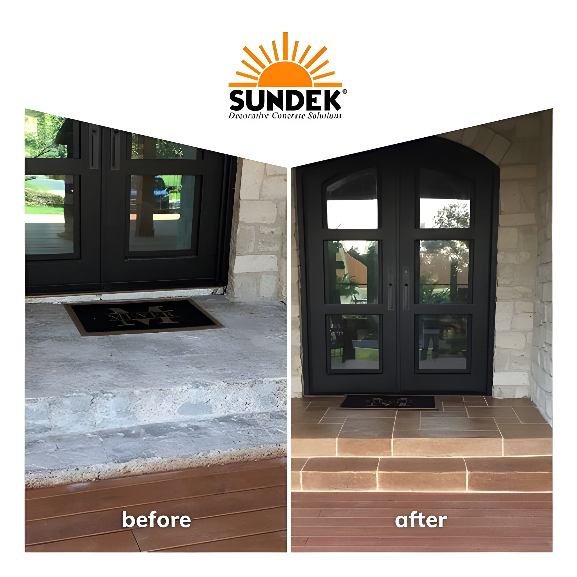 before and after decorative concrete services in Austin, TX