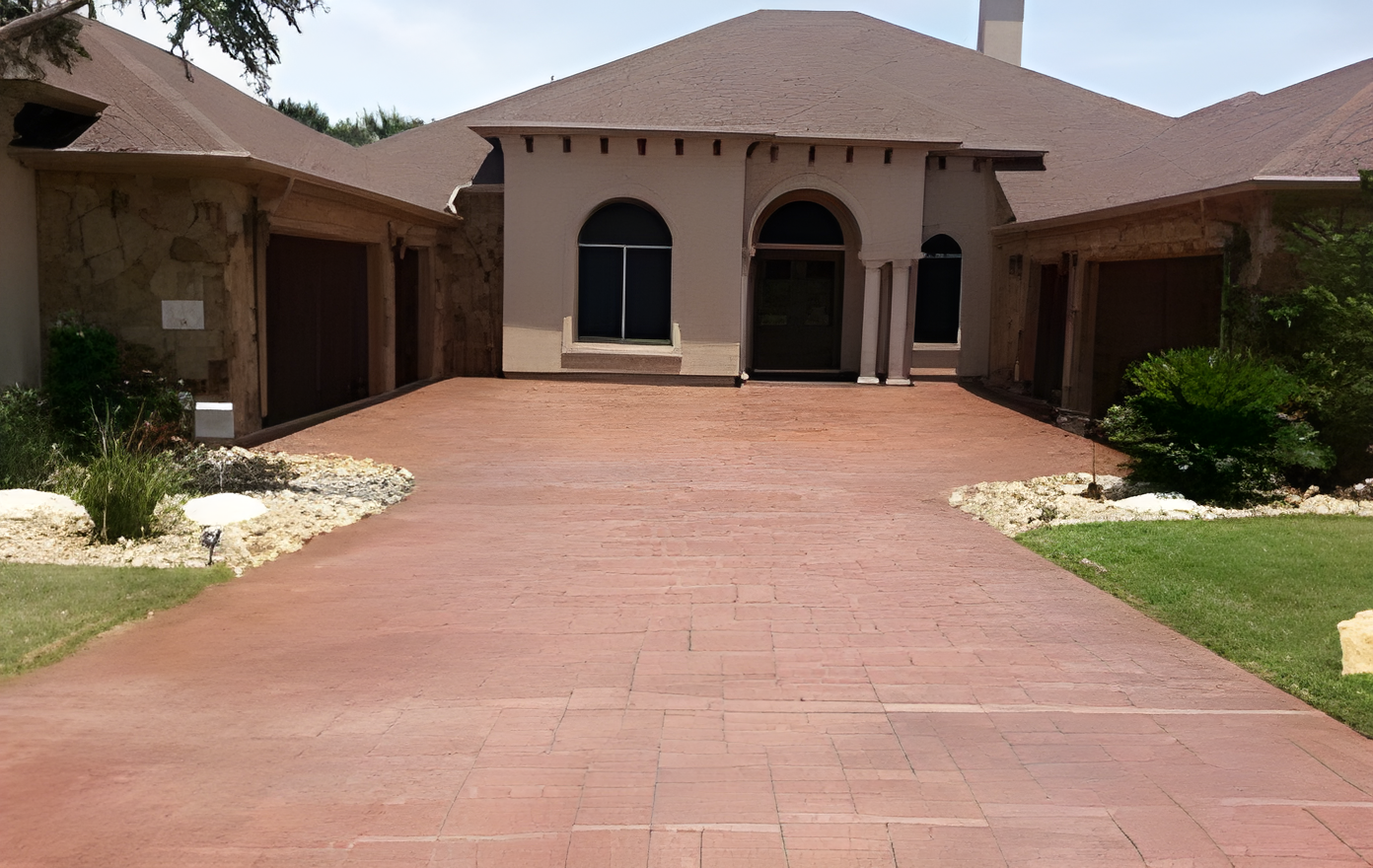 sunstamp with pattern concrete driveway in Austin, TX