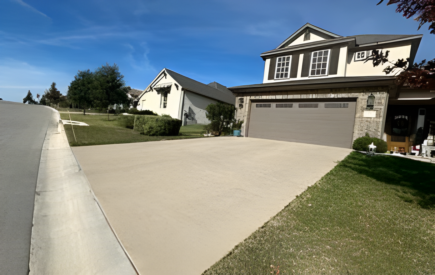 sunstamp concrete driveway in Austin, TX