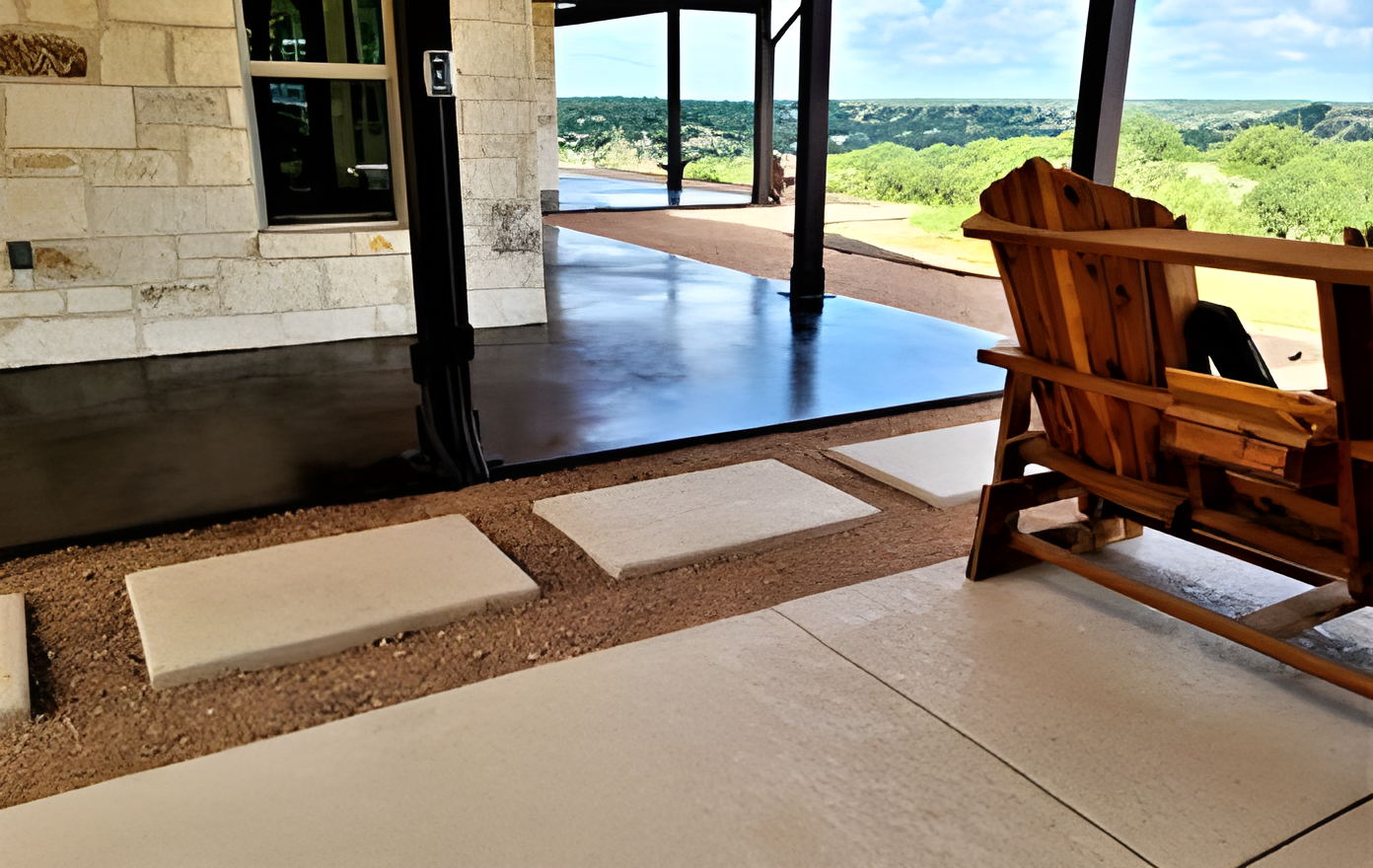 classic texture with stained concete patio in Austin, TX