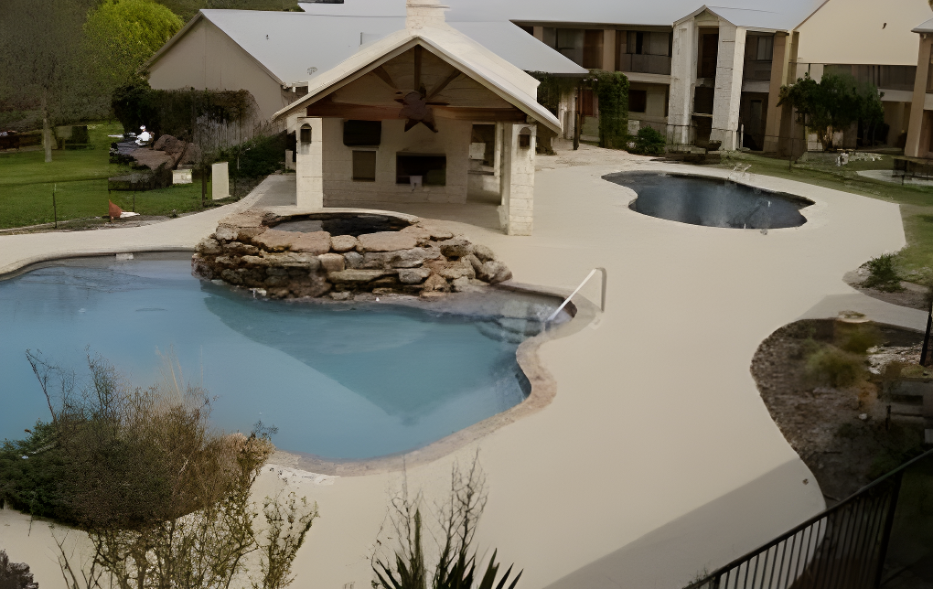 classic textured pool deck in Austin, TX