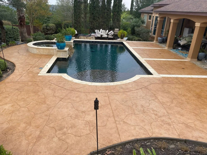 stained concrete pool deck in Austin, Tx
