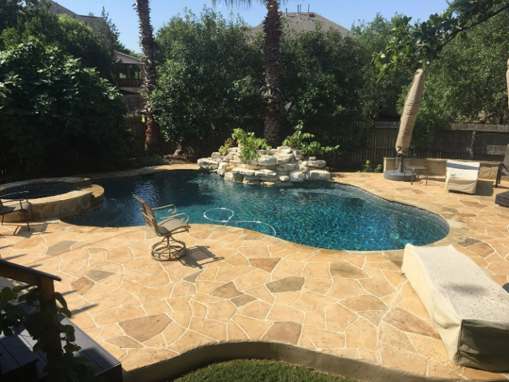 stamped concrete pool deck in Austin, Tx
