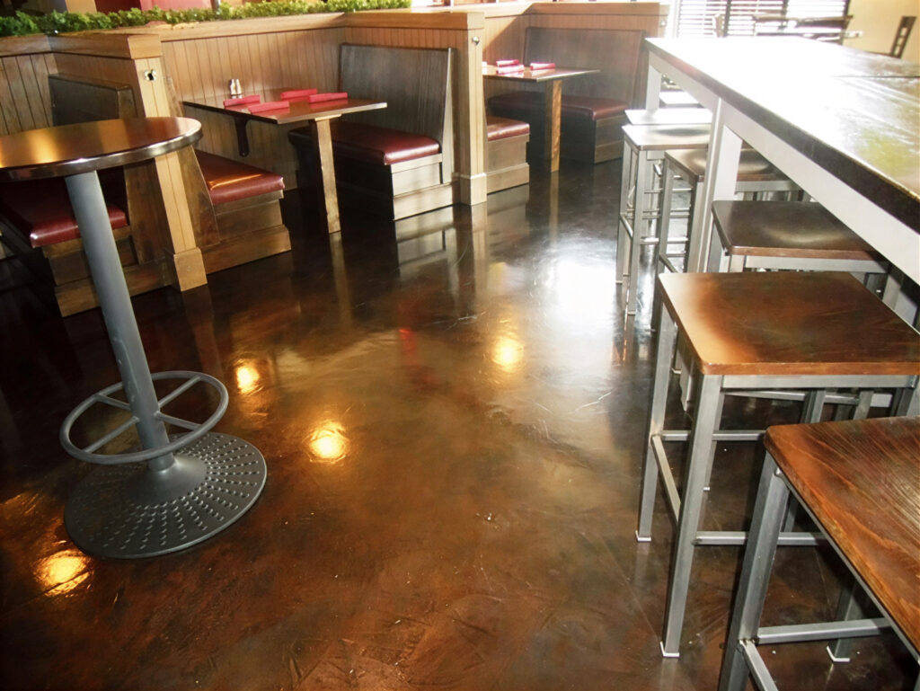 restaurant acid stained concrete floors in Austin, TX
