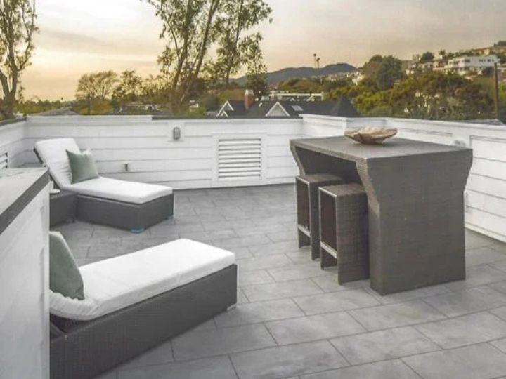 patio limestone overlay and mictropping flooring in Austin, TX