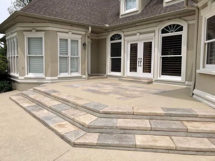 stained concrete residential entryway in Austin, TX
