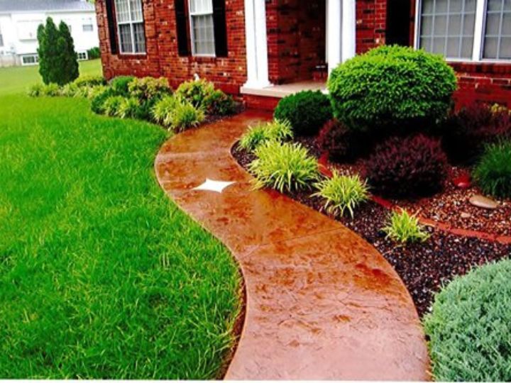 acid stained concrete pathway in Austin, TX