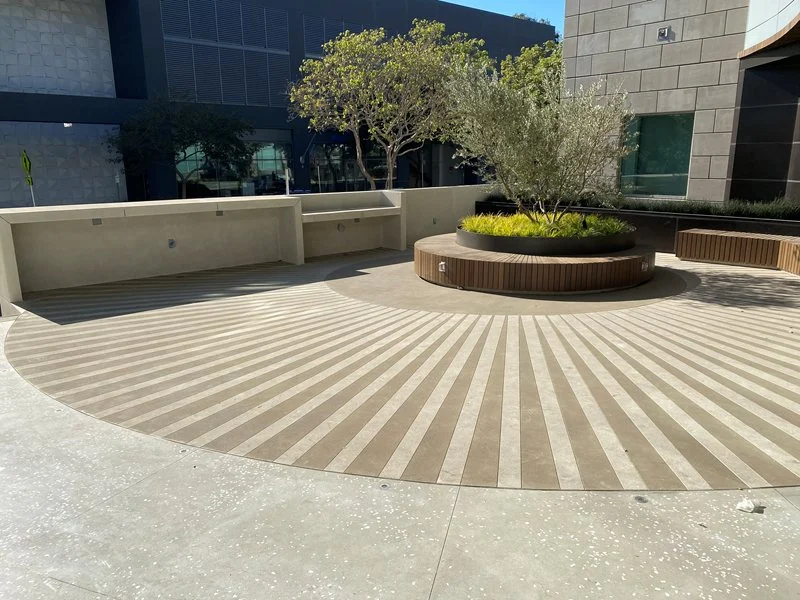 sunwash concrete outdoor plaza in Austin, TX